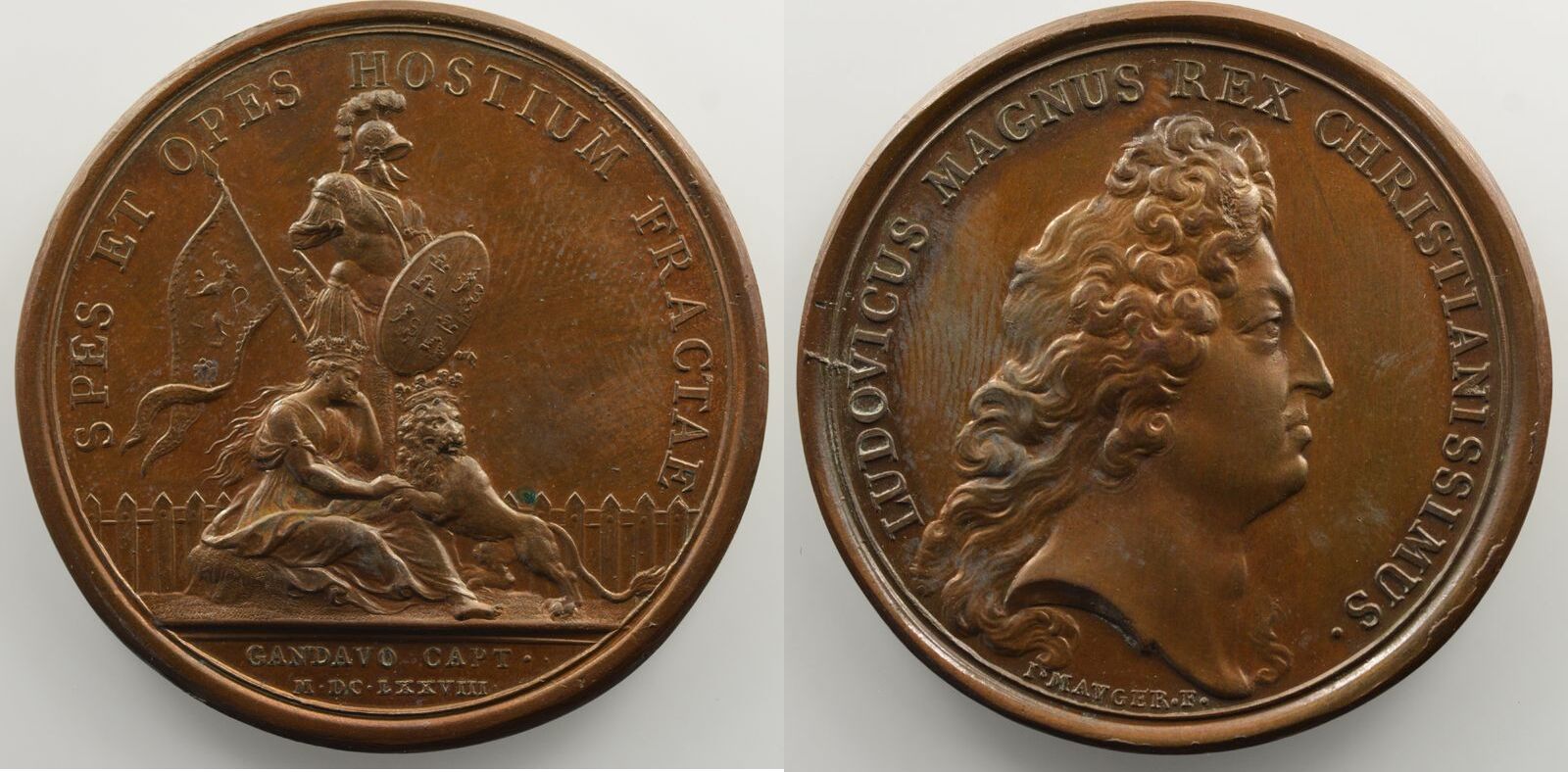 Münzen bronze 1678 Medaillen von Louis XIV année MAUGER Prise de Gand