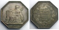 Numismatique de la Justice jeton octogonal en argent tribunal de Ière instance de Paris 1849 FDC - Silber