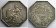 Numismatique de la Justice jeton octogonal en argent tribunal de Ière instance de Paris 1849 FDC - Silber