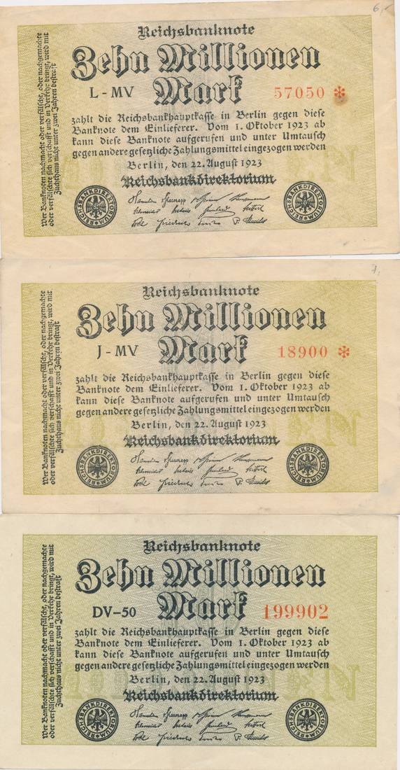 Deutschland Millionen Mark Reichsbanknoten Druck Einseitig