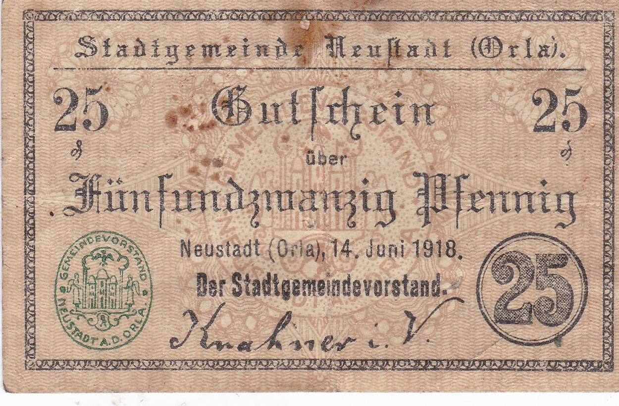 Pfennig Ein Notgeldschein Aus Neustadt An Der Orla V Ma