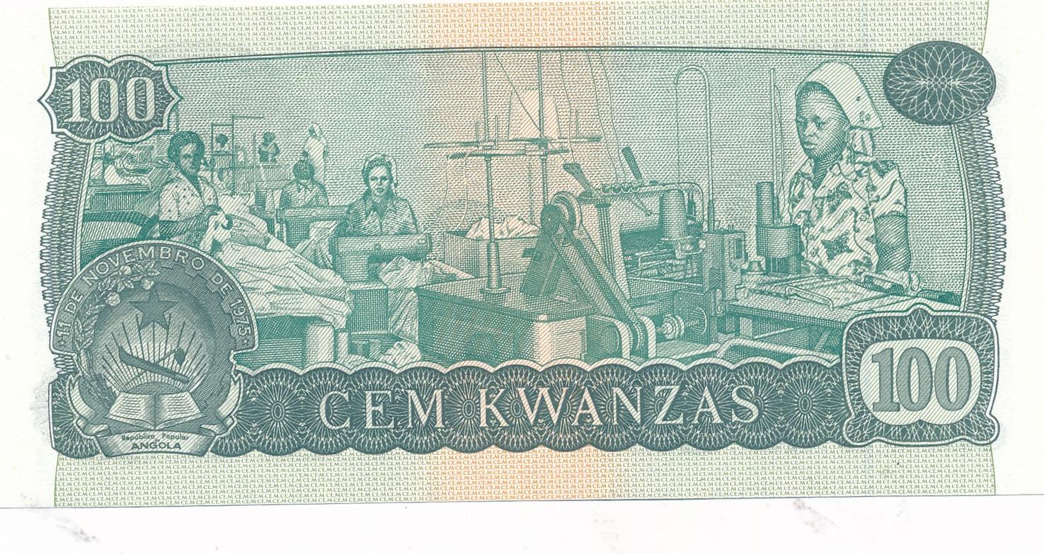 Angola 100 Kwanzas 1976 Geldschein Banknote Cem Kwanzas Bankfrisch Unz