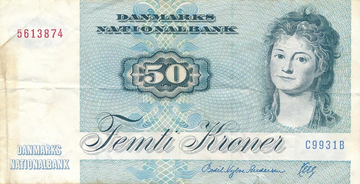 Dänemark 50 Kroner 1972 Geldschein Banknote Danmark Femti Kroner IV