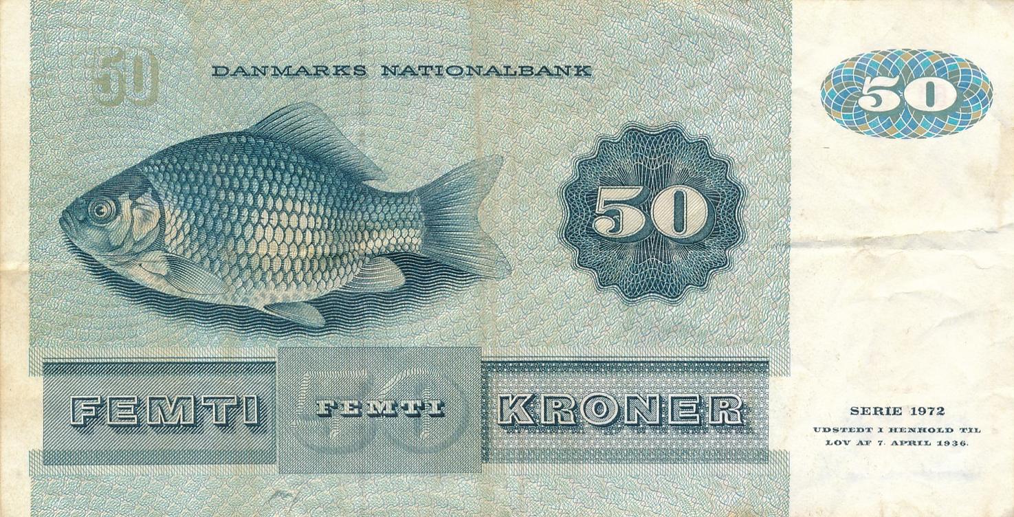 Dänemark 50 Kroner 1972 Geldschein Banknote Danmark Femti Kroner IV