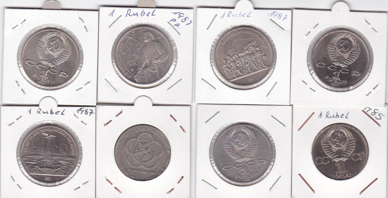 Russland 4x 1 Rubel 1985 1987 Sowjetunion UdSSR Münzen Lot 4 Stück