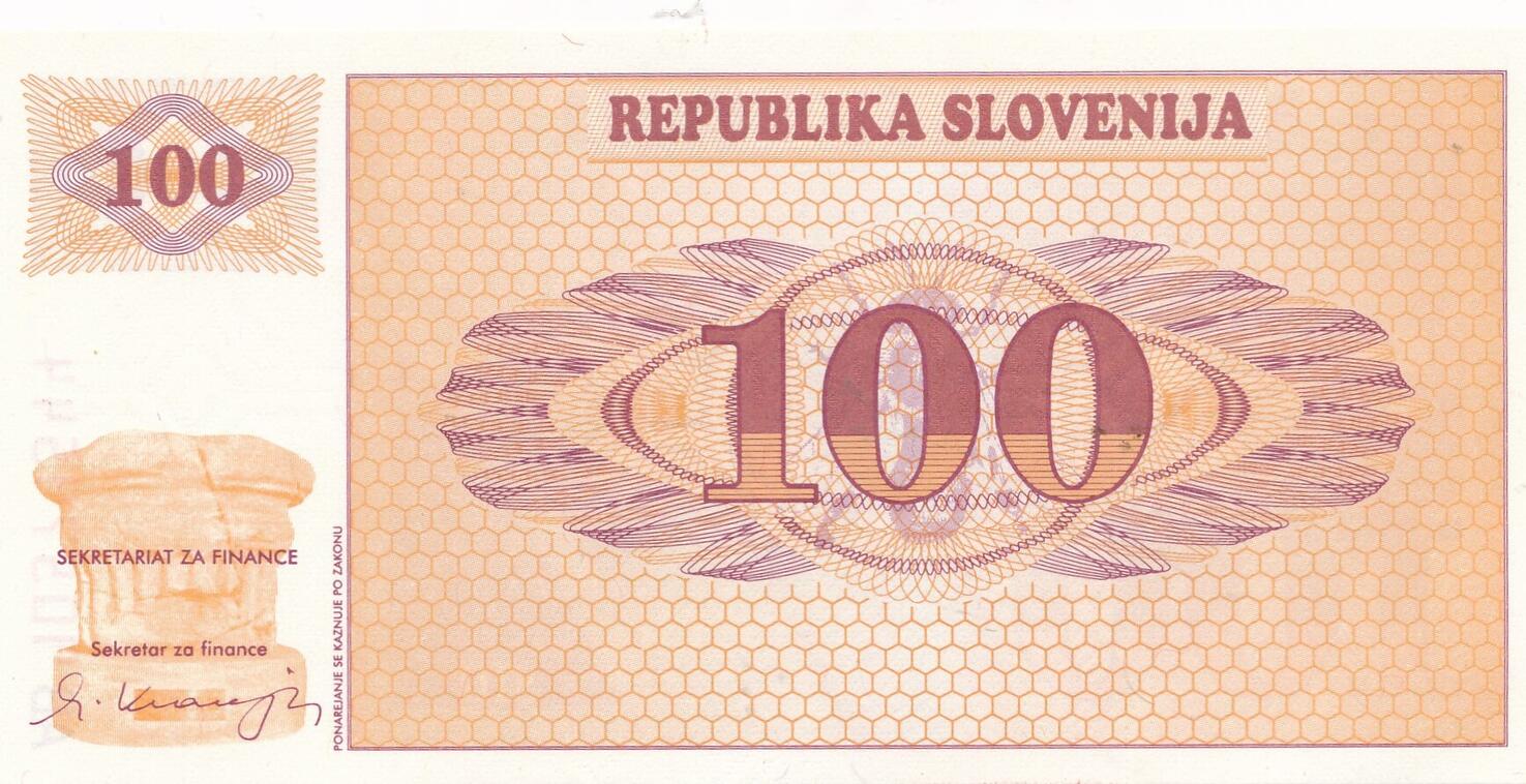 Slowenien 1992 O D SLOVENIA 100 Tolarjev Specimen Kassenfrisch Unc