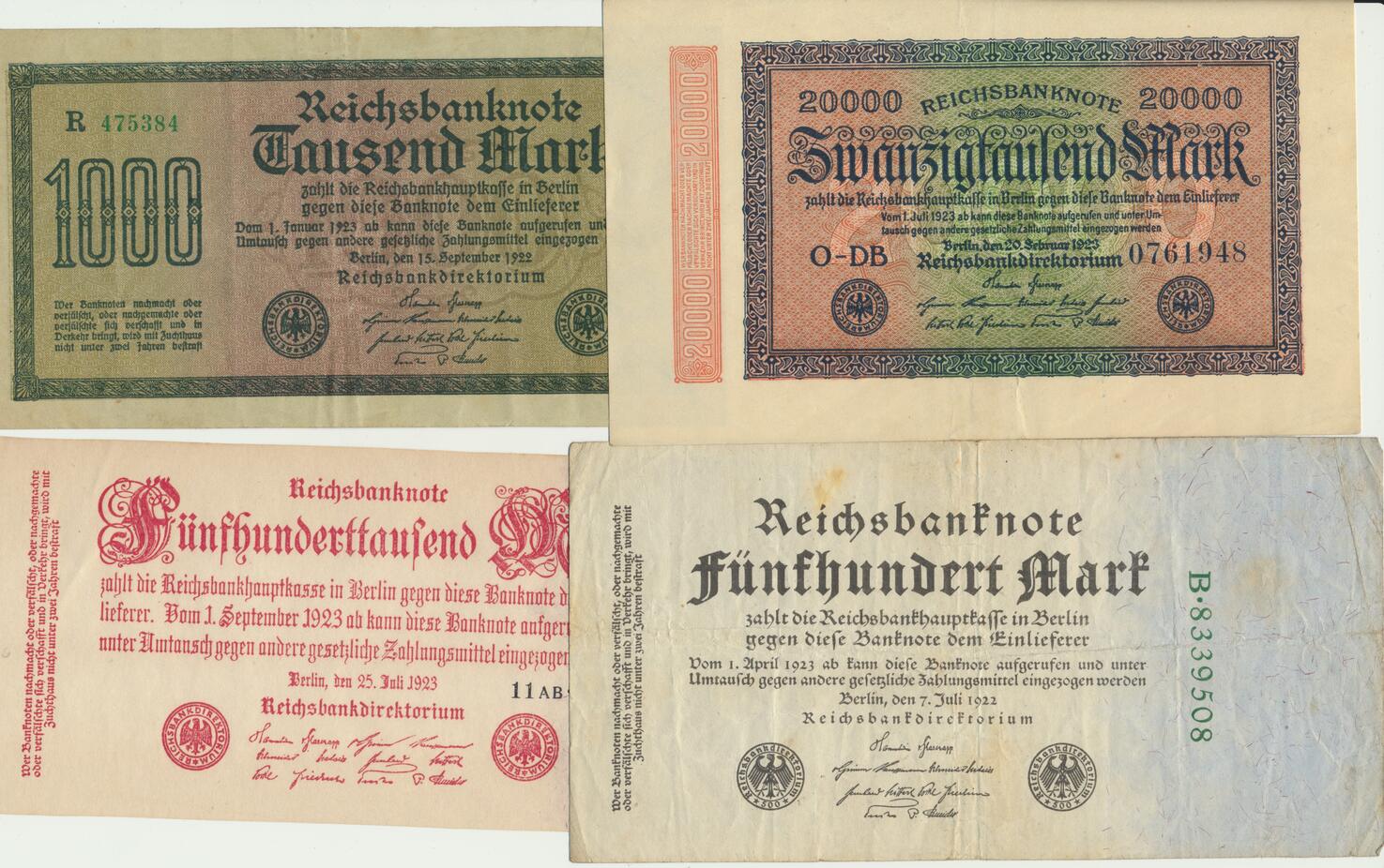 Deutschland Versch Reichsbanknoten Aus Den Jahren Ma Shops