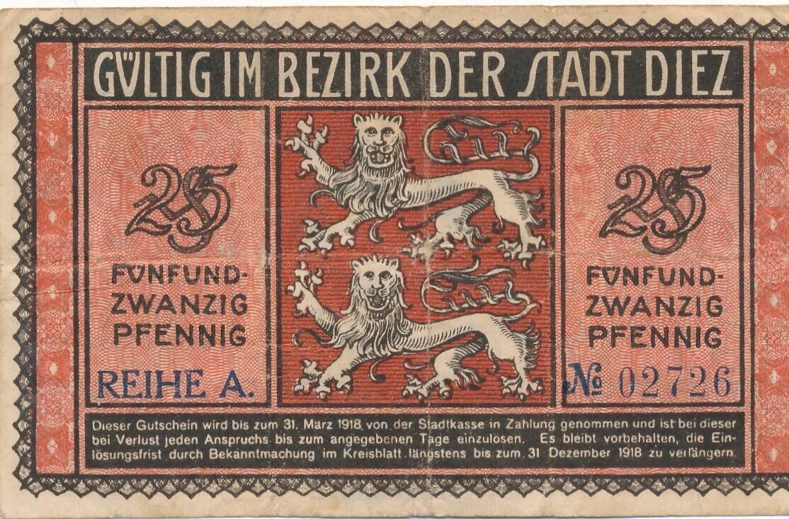 Deutschland Deutsches Reich 25 Pfennig 1917 Notgeldschein Notgeld Stadt