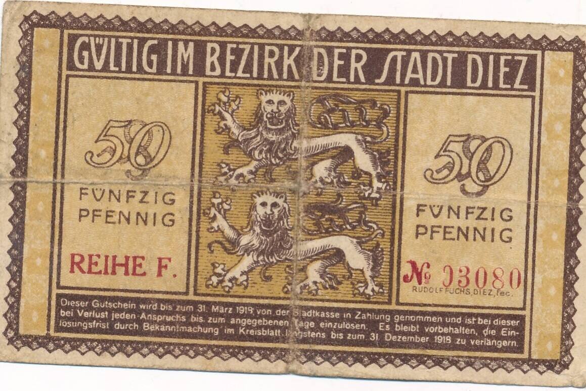 Deutschland Deutsches Reich Pfennig Notgeldschein Notgeld Stadt