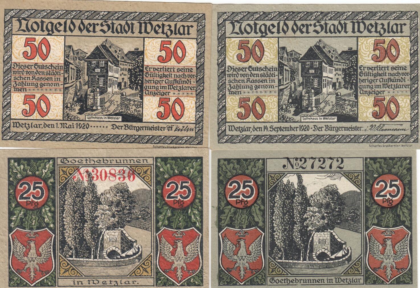 Deutschland Deutsches Reich 25 50 Pfennig 1920 Notgeldschein Notgeld