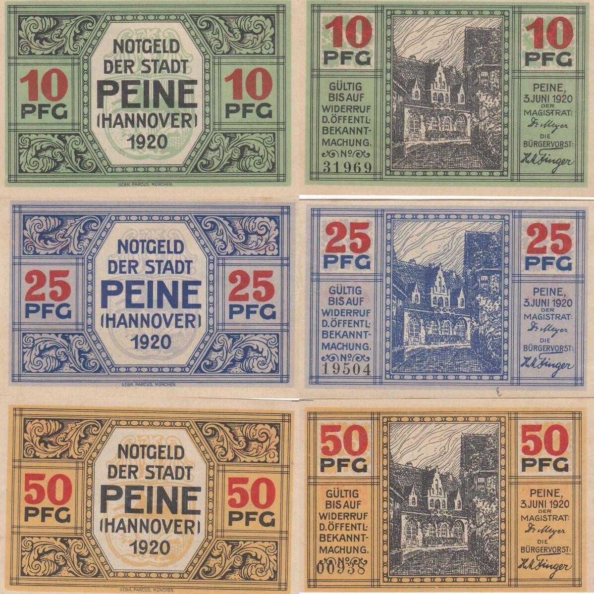 Deutschland Deutsches Reich 10 25 50 Pfennig 1920 Notgeldschein Notgeld