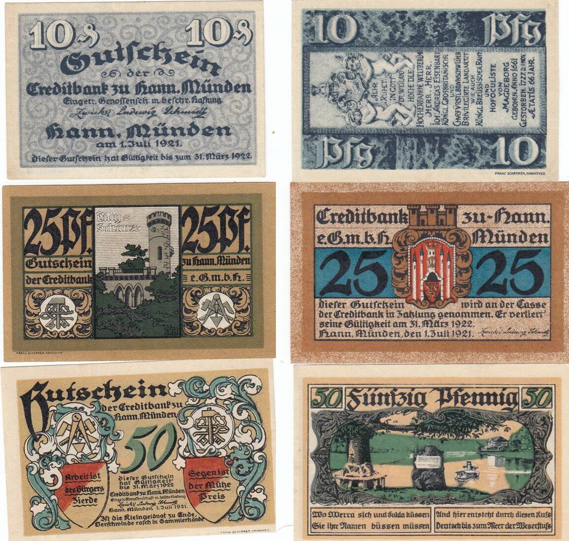 Deutschland Deutsches Reich Pfennig Satz Notgeldschein