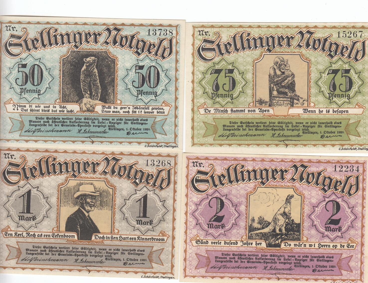 Deutschland Deutsches Reich 50 75 Pfennig 1 2 Mark Satz 1920 Notgeld