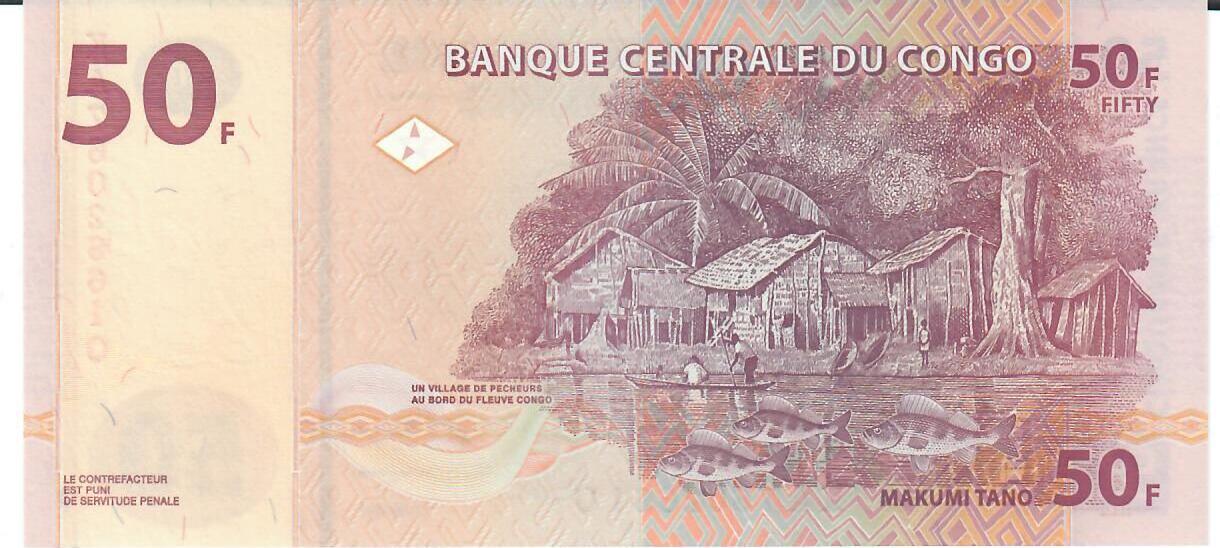 Kongo Cinquante Francs Banknote Geldschein Unc Ma Shops