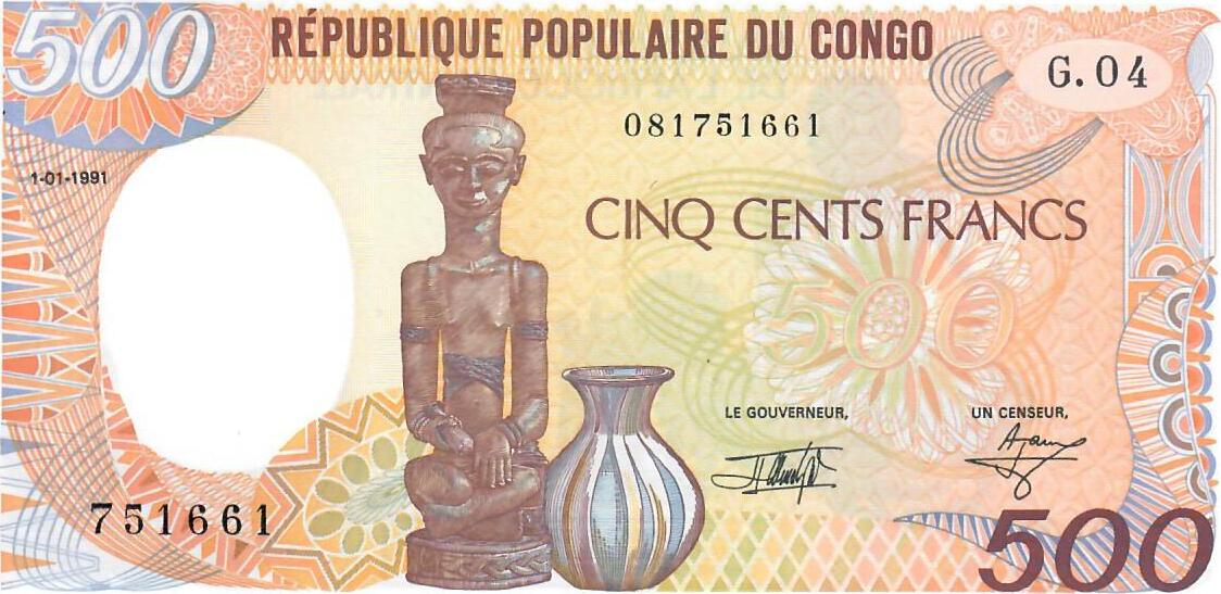 Kongo Cinq Cents Francs Banknote Geldschein Unc Ma Shops