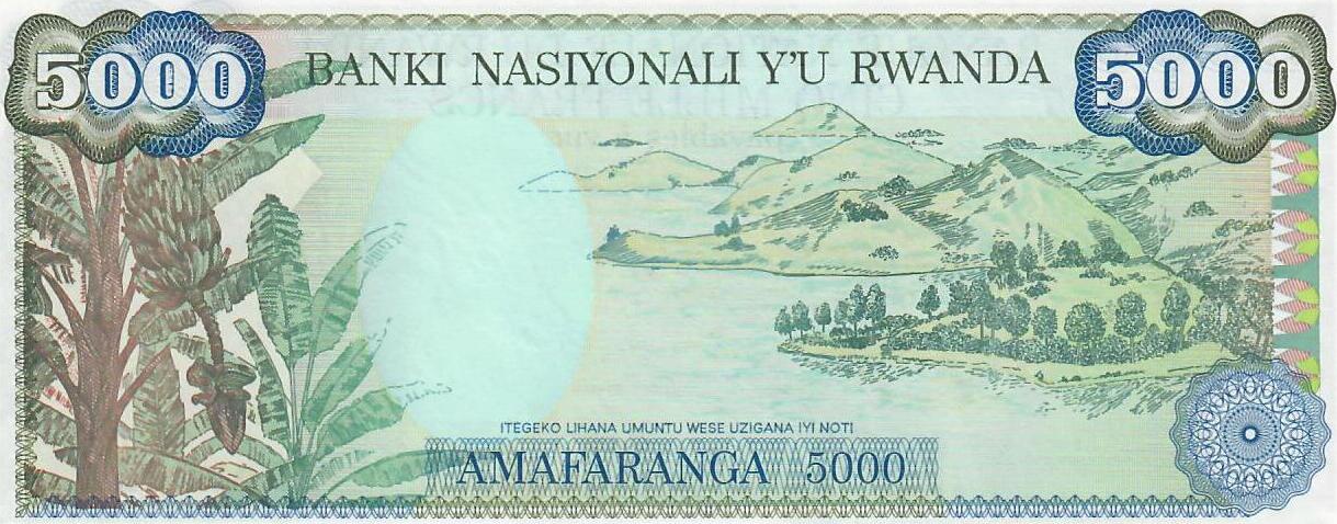 Ruanda 5000 Cinq Mille Francs 1988 Banknote Geldschein Unc MA Shops