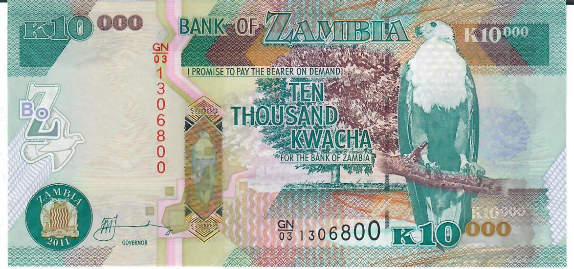 Sambia 10000 Kwacha 2011 Banknote Geldschein Unc MA Shops