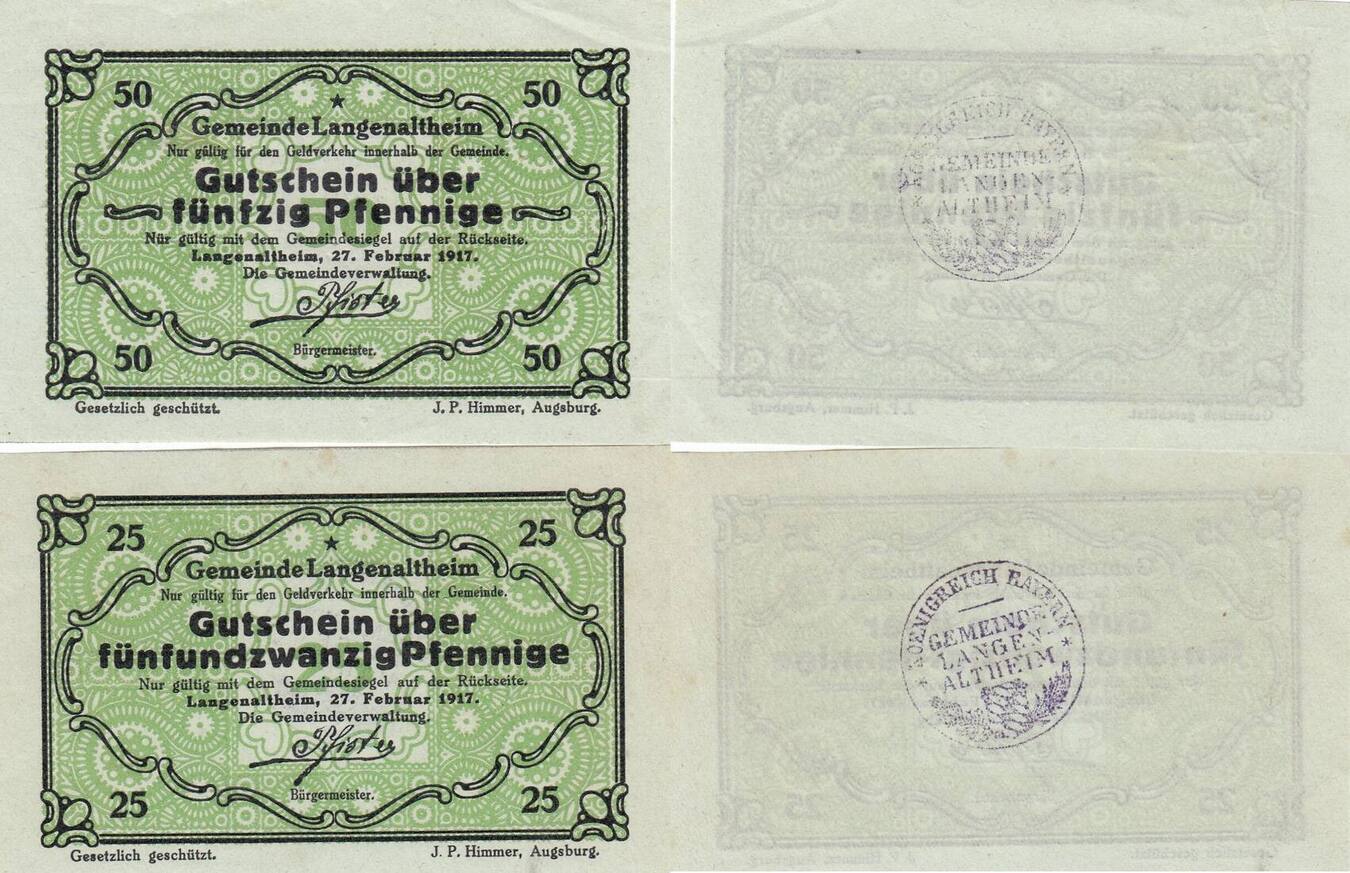 Deutschland Deutsches Reich 2x 25 Pfennig 1917 Notgeld Notgeldschein