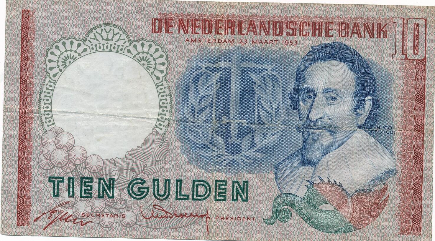 Niederlande 10 Gulden 1953 Geldschein Banknote III MA Shops