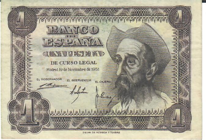 Spanien 1 Peseta 1951 Banknote Geldscheine III MA Shops