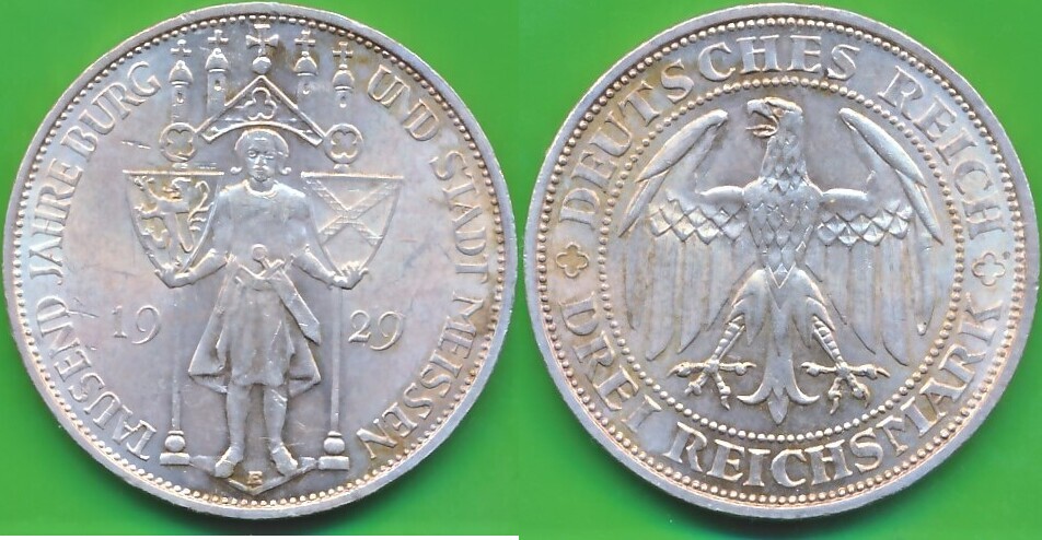 Deutschland Deutsches Reich Weimarer Republik 3 Reichsmark 1929 E 1000