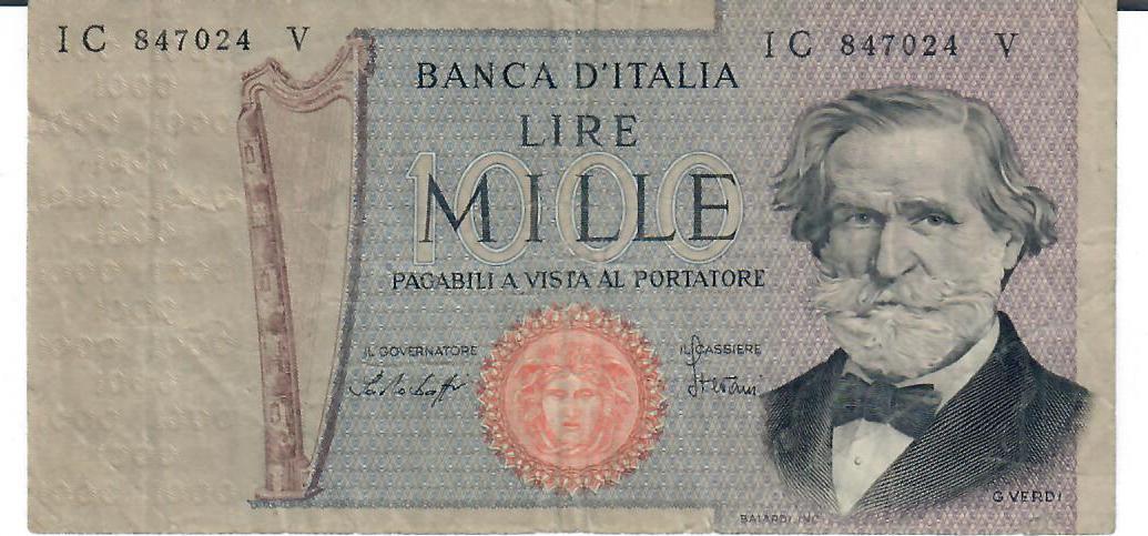 Italien 1000 Lire 1969 Banknote Geldscheine III MA Shops