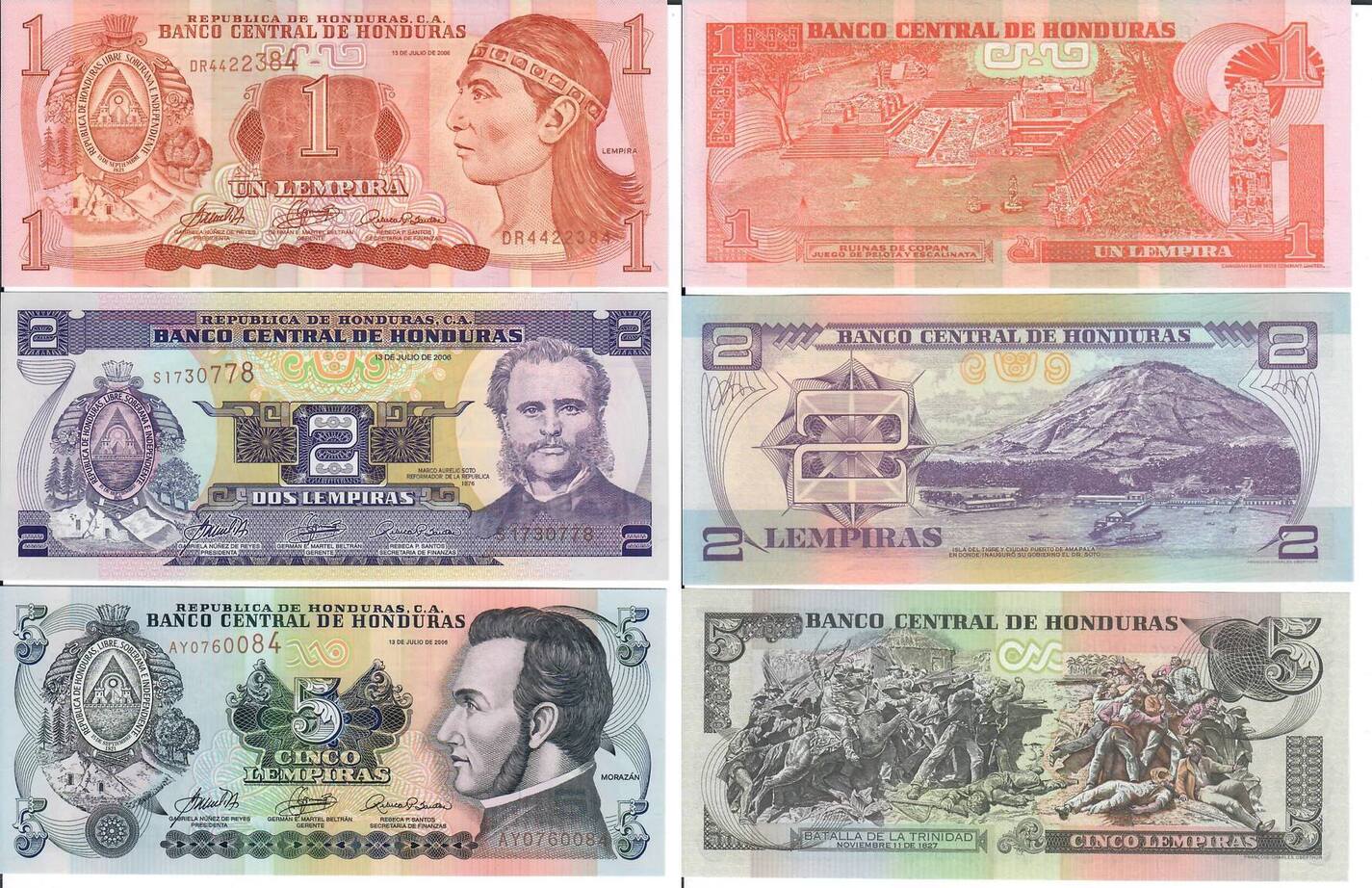 Honduras Banknote Geldscheine Lempiras Alle Und Unc