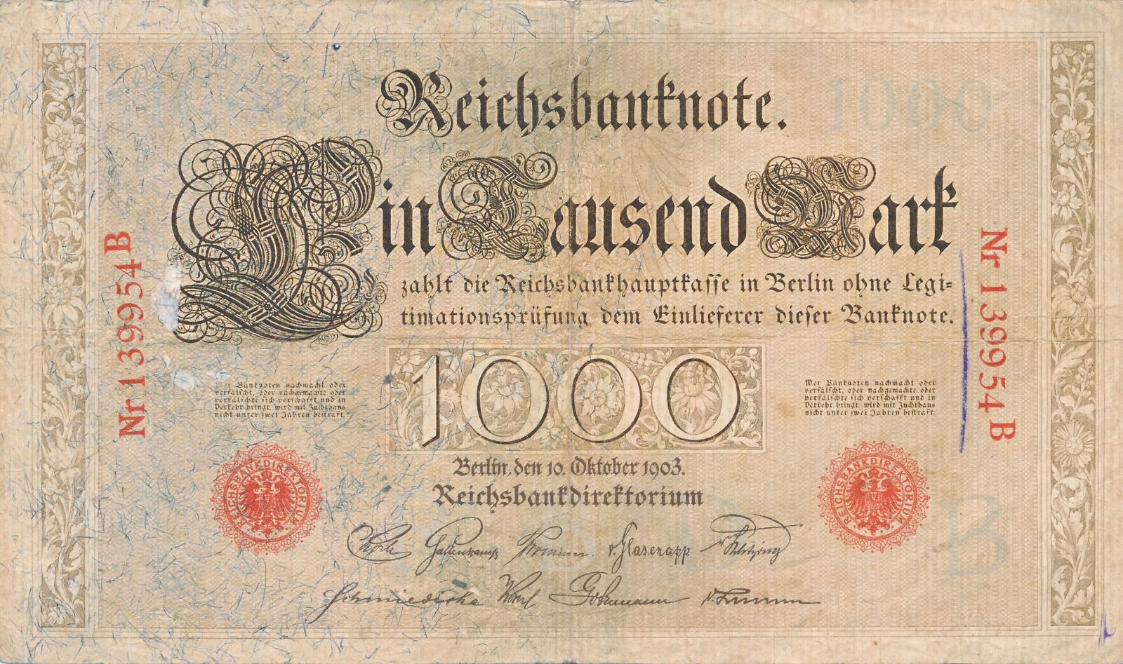 Deutschland Deutsches Reich Mark Reichsbanknote Geldschein