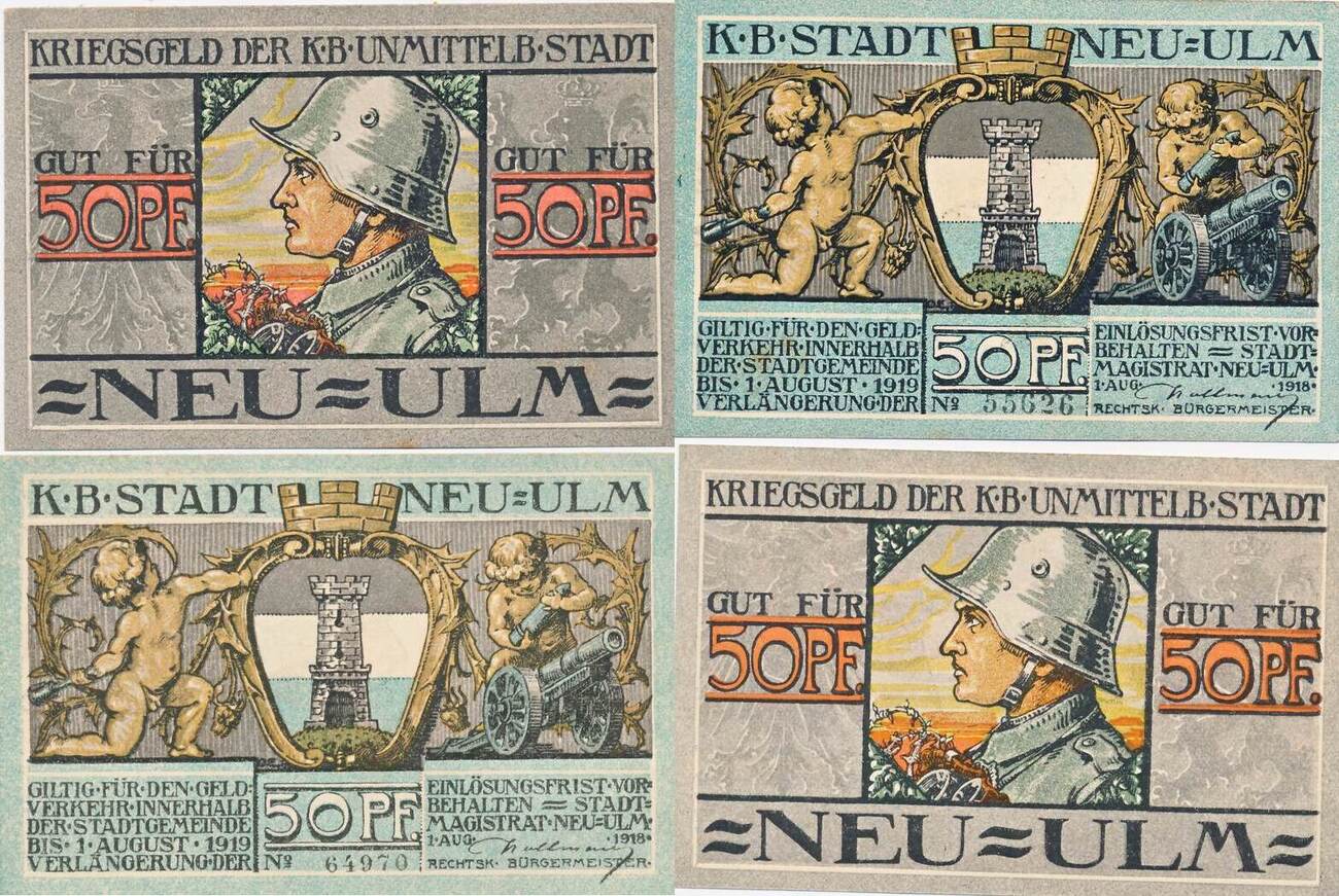 Deutschland Deutsches Reich 2x 50 Pfennig 2 Scheine 1919 Notgeld