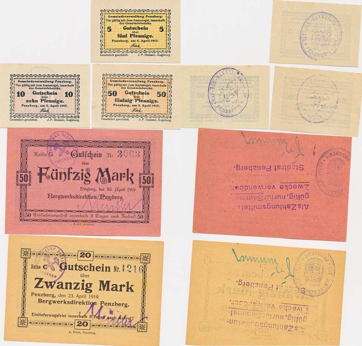 Deutschland Deutsches Reich Pfennig Mark Scheine