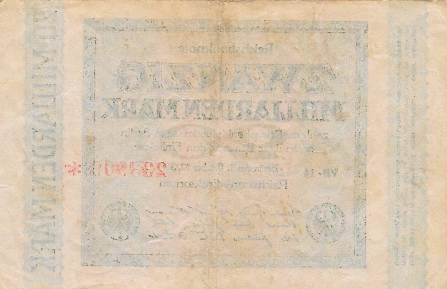 Deutschland Deutsches Reich 200 Milliarden Mark Reichsbanknote 1923