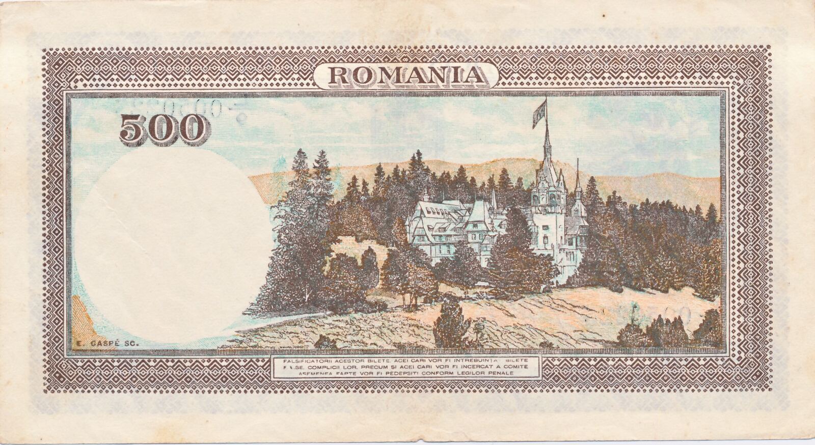 Rum Nien Romania Lei Geldschein Banknote Cinci Sute Lei Ii