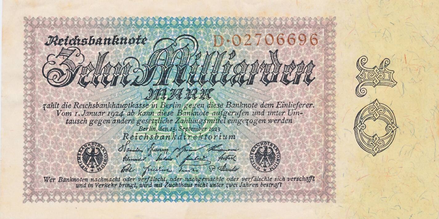 Deutschland Deutsches Reich Milliarden Mark Reichsbanknote