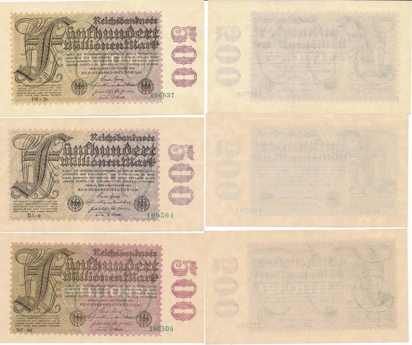 Deutsches Reich Deutschland X Millionen Mark Reichsbanknote