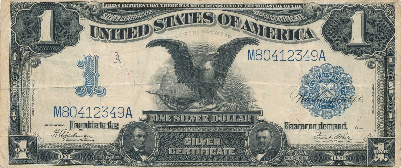 USA Vereinigte Staaten V Amerika 1 Dollar 1899 Silver Certificate