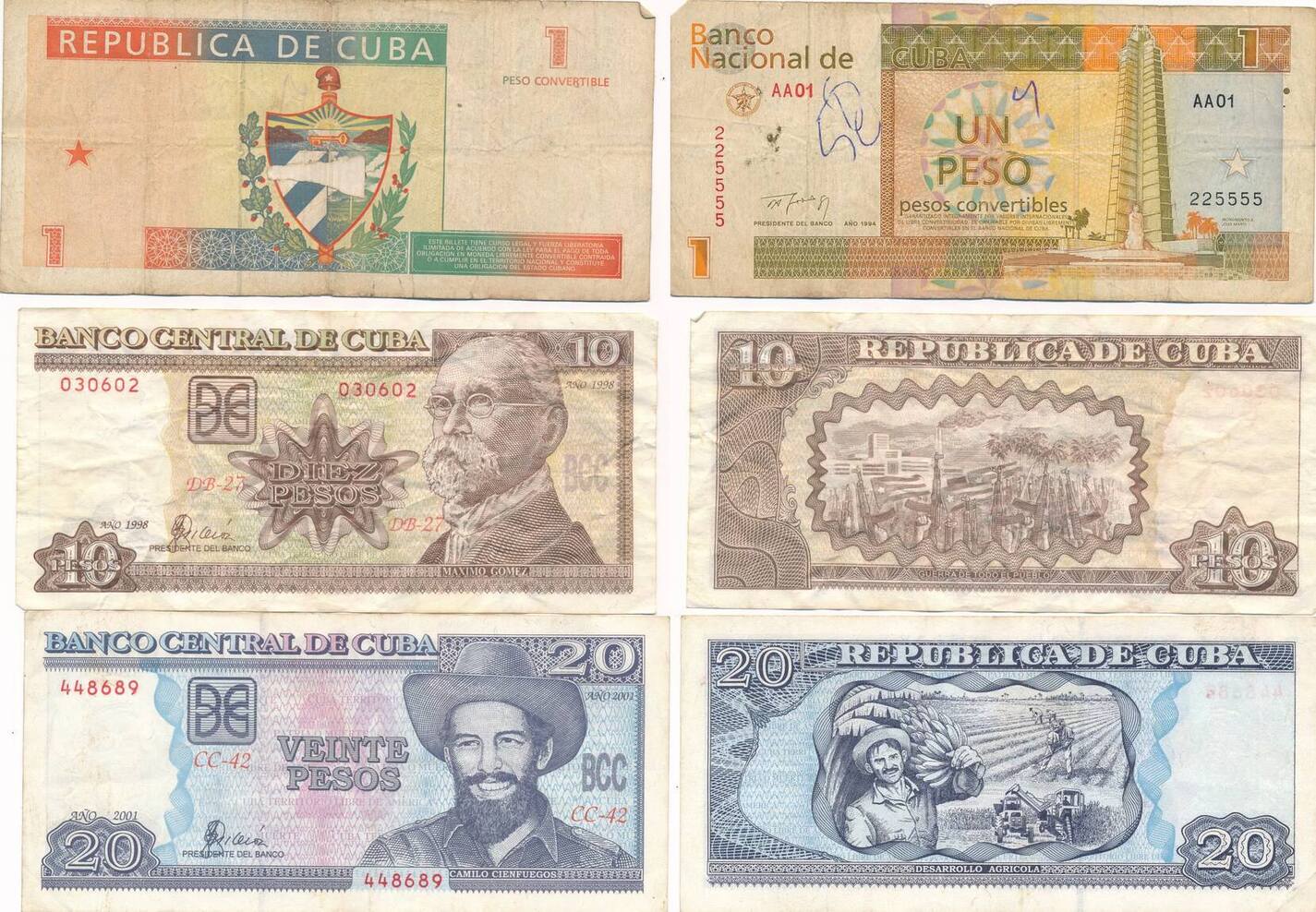 Cuba Kuba Pesos X Banknoten Scheine Lot Iii