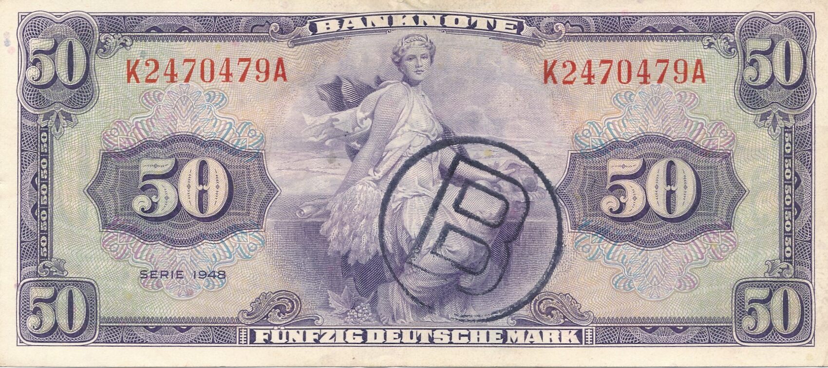 Deutschland BRD Bank Deutscher Länder 50 Deutsche Mark DM 1948 B