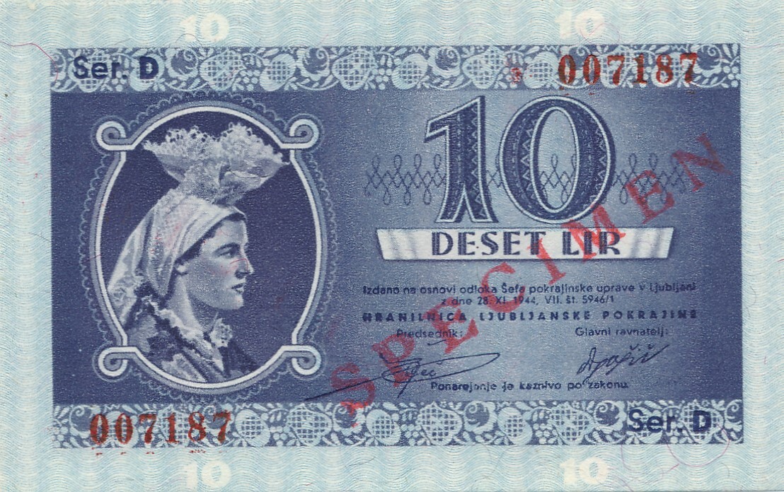 Deutschland Drittes Reich Slowenien 10 Lire 1944 Deutsche Besatzung II