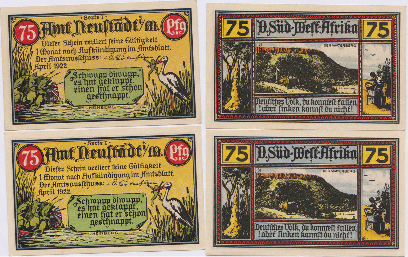 Deutschland Altdeutschland 2 X 75 Pfennig 1922 Notgeld De 2 Scheine 2 X