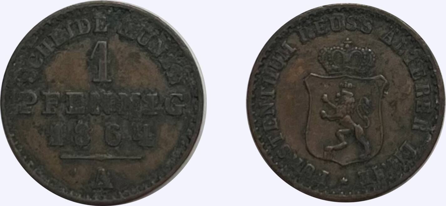 Altdeutschland Reuss 1 Pfennig 1864 A Ss MA Shops