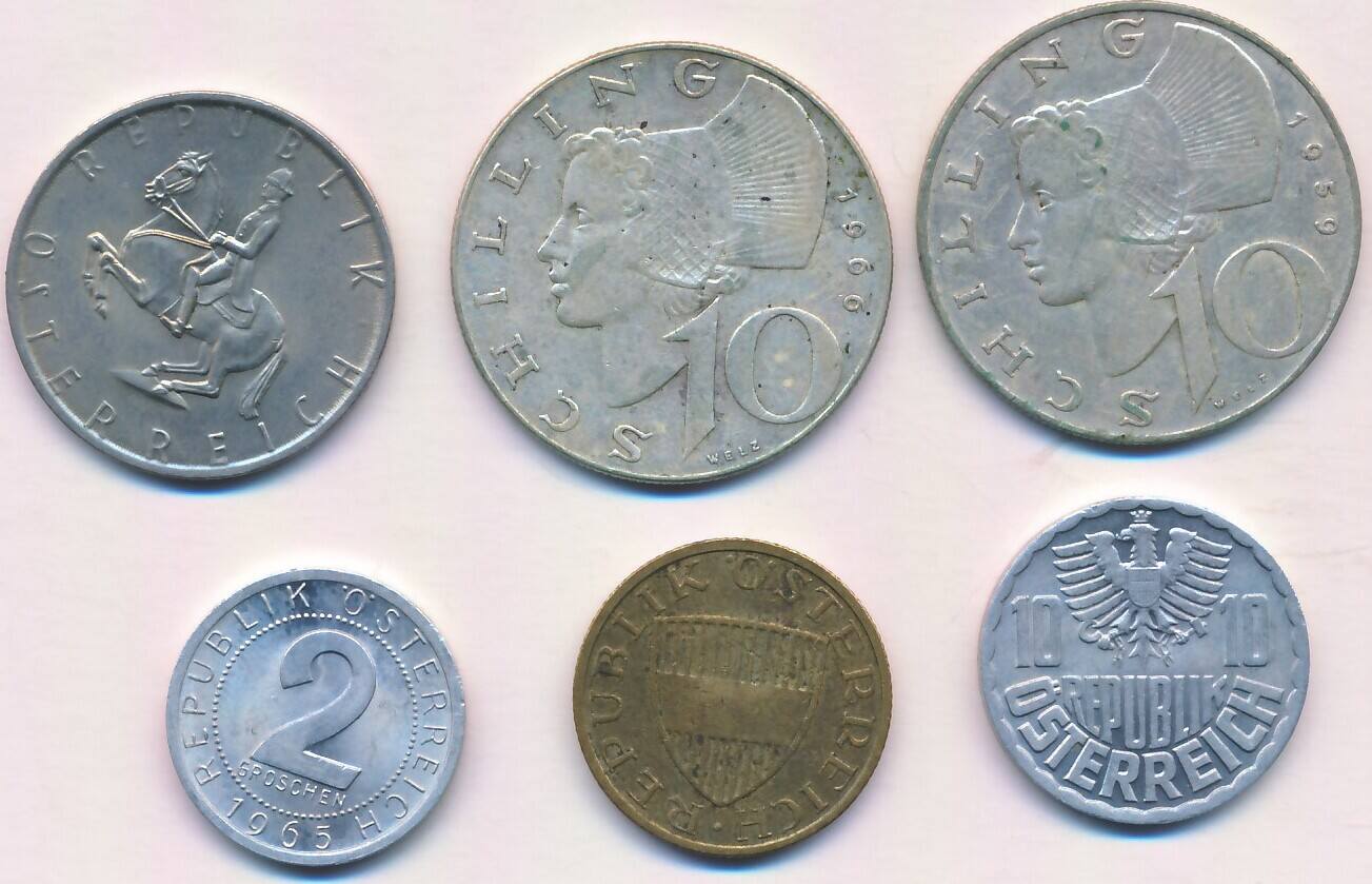 Österreich 2 Republik 2 10 50 Groschen 5 und 10 Schilling 1959 1965