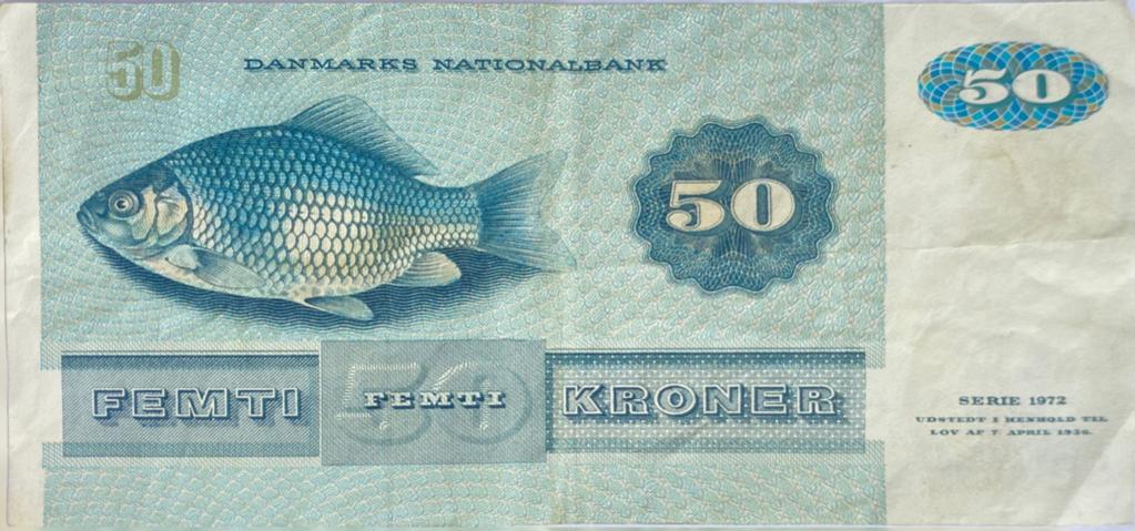 Denmark Dänemark 50 Kroner 1972 Banknote RYBERG III MA Shops