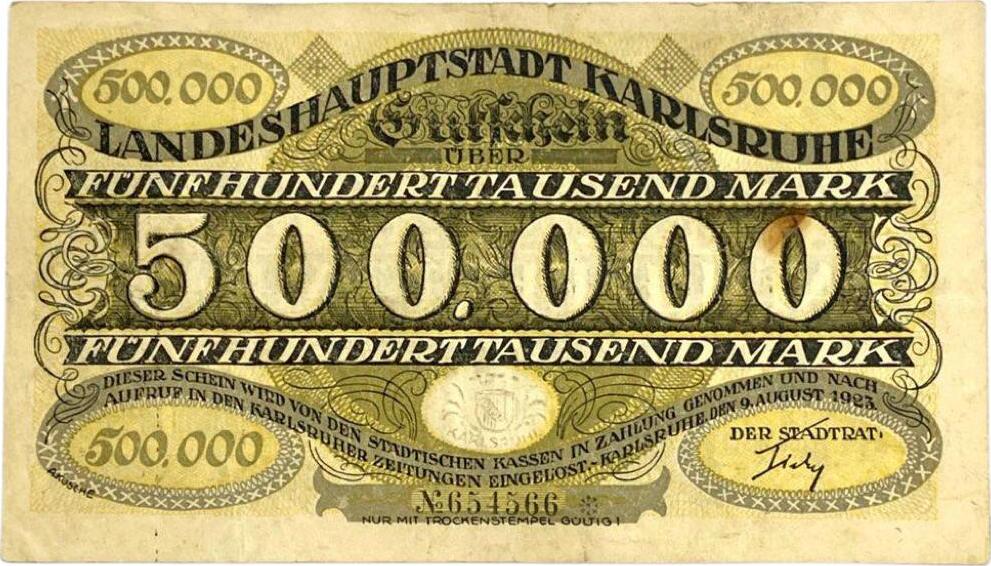 Deutschland Deutsches Reich 500 000 Mark 1923 Notgeld Notgeldschein