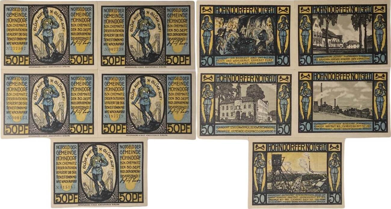 Deutschland Deutsches Reich 5 Verschiedene 50 Pfennig 1921 Serien