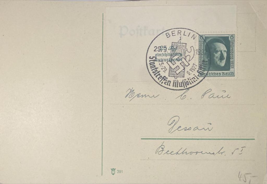 Deutschland Drittes Reich Postkarte Propaganda 1937 Stempel Berlin