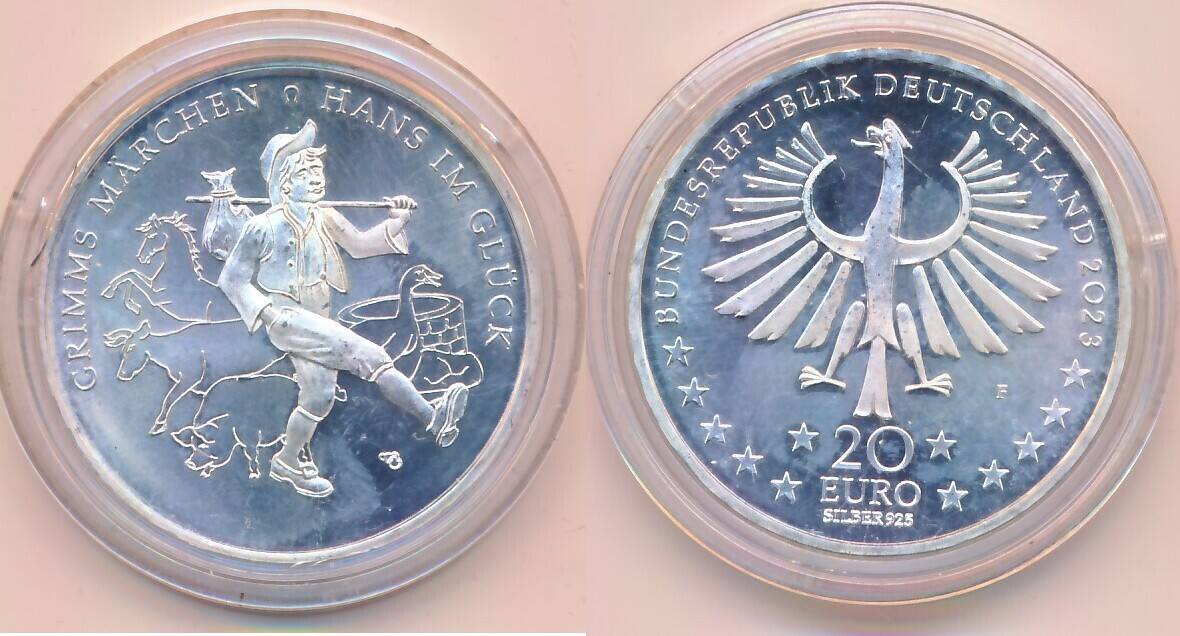 Deutschland BRD 20 Euro Gedenkmünze 2023 Grimms Märchen Hans im Glück