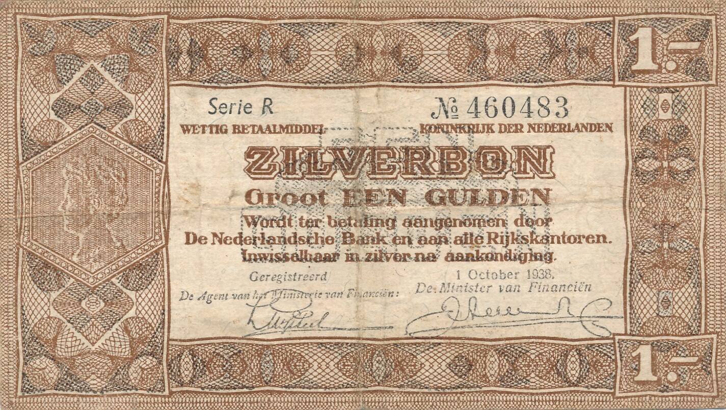 Niederlande Gulden Geldschein Banknote Zilverbon Serie R Iii