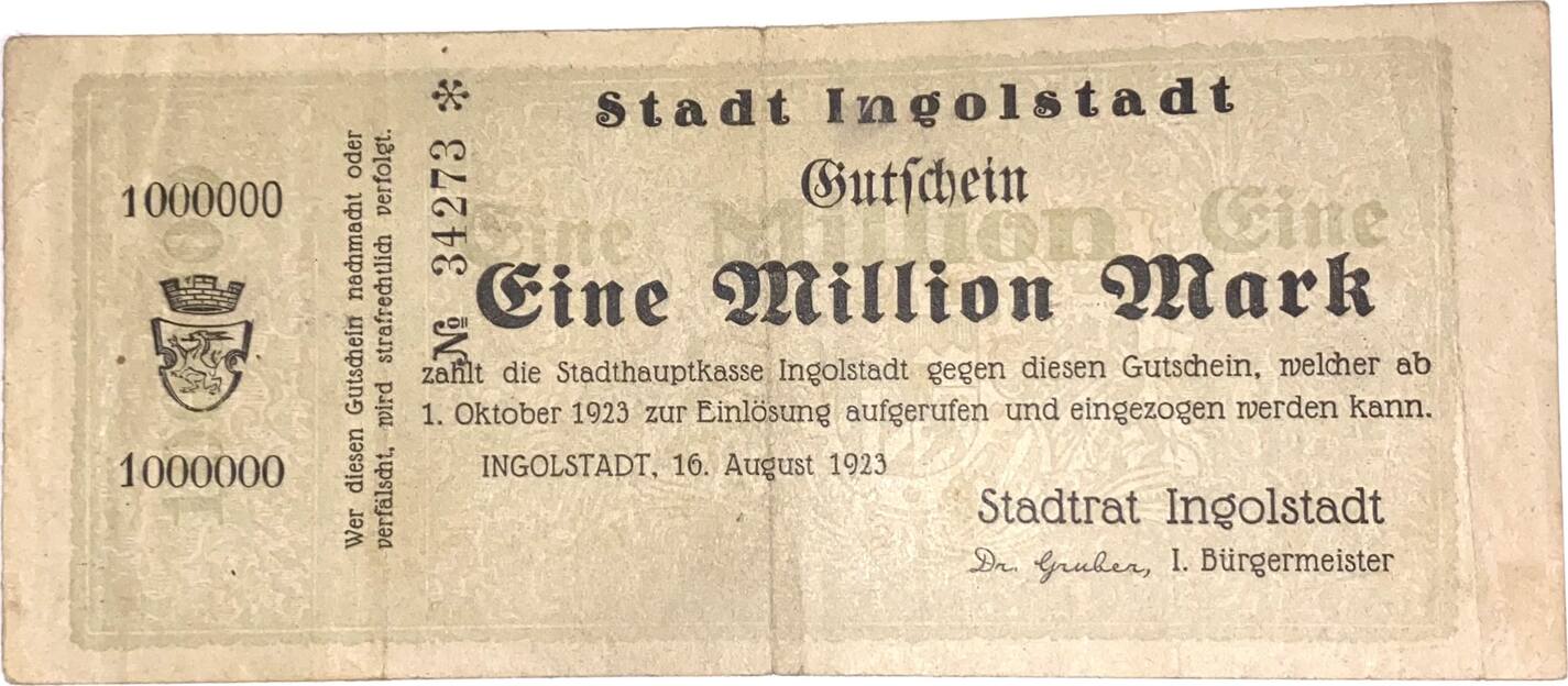 Deutschland Deutsches Reich Million Mark Notgeldschein Notgeld