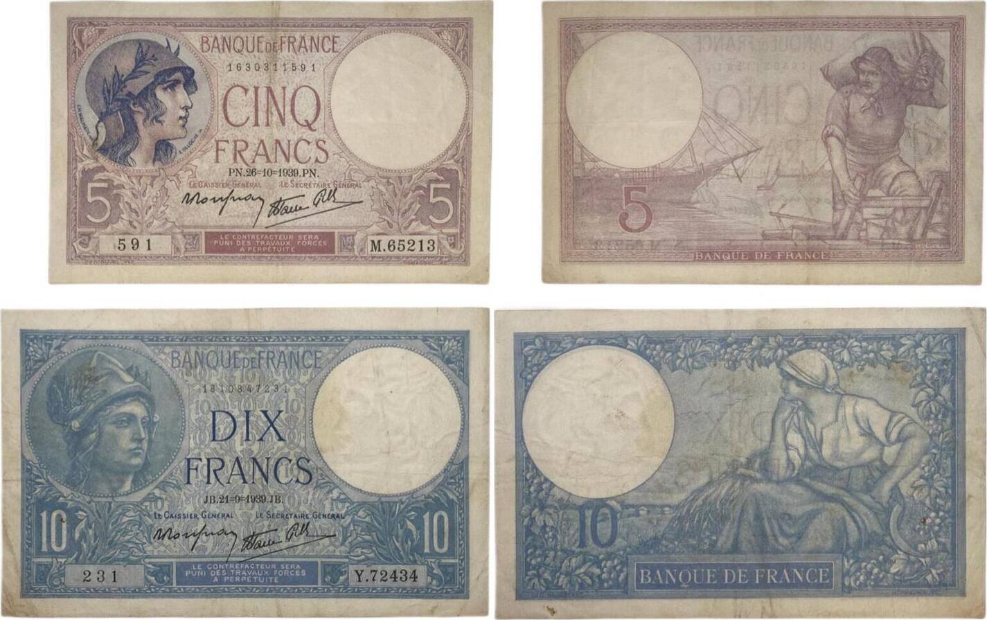 Frankreich Francs Banknoten St Ck Lot Banque De France