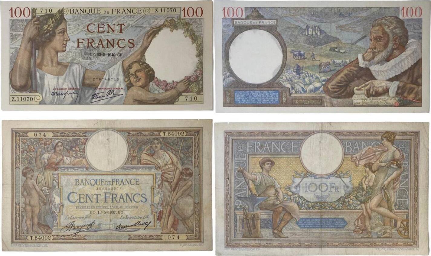 Frankreich Verschiedene Francs Banknoten St Ck Lot